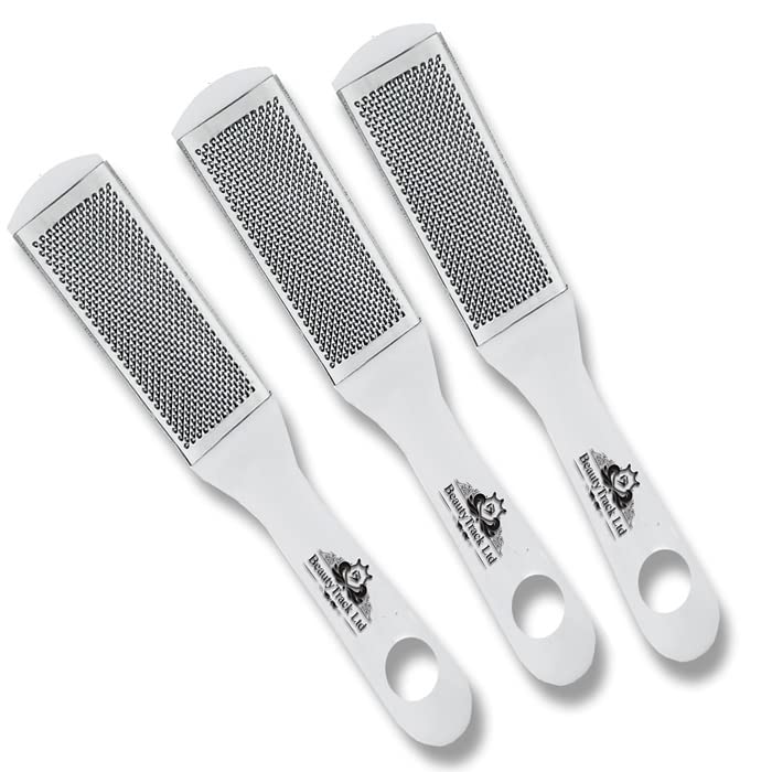 Pack of 3 Files Double Sided Professional Foot File Rasp Hard Dead Skin Remover Pedicure Skin Grater Remove Calloused Dry Rough Dead Skin Feet Soft Smooth (White Foot Files) White Foot Files - NewNest Australia