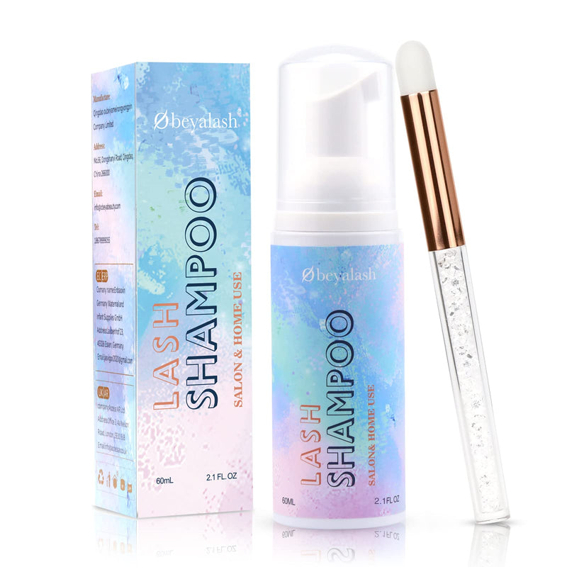 Lash Shampoo for Eyelash Extensions, 60mL Eyelash Extension Cleanser with Brush, Oil Free Eyelid Foaming Cleanser, Lash Extension Shampoo Kit with Brush, Eyelash Wash for Extensions Home Salon Use 60 ml (Pack of 1) - NewNest Australia