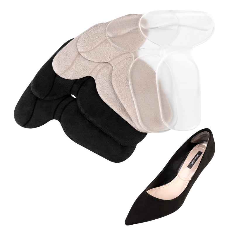 Heel Grips Shoes Too Big,3 Pairs Women Back Heel Protector Gel Shoe Inserts Liners Pads Anti Slip Shoes Too Big High Heel Grips for Shoes Boots (Flannel+Transparent) Flannel+transparent - NewNest Australia