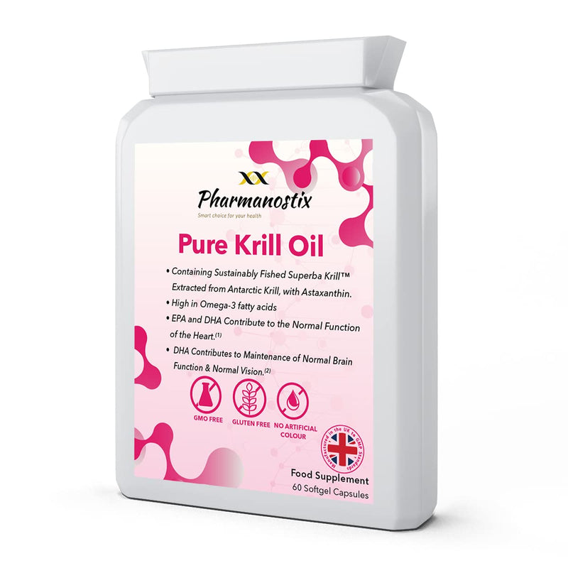Antarctic Krill Oil Extract Super Strength 500 mg - 60 Soft Gel Easy Swallow Capsules – Sustainably Eco Harvested from Krill with Astaxanthin - 100% Pure Cold Pressed- Manufactured to GMP Standards - NewNest Australia