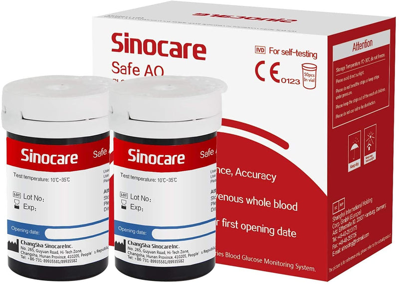 sinocare Blood Glucose Test Strips x 50 & Lancing Devices x 50, Diabetic Strips Only for sinocare Safe AQ Smart Blood Glucose Monitor or Safe AQ Voice Blood Glucose Monitor Safe AQ Test Strips x 50 - NewNest Australia