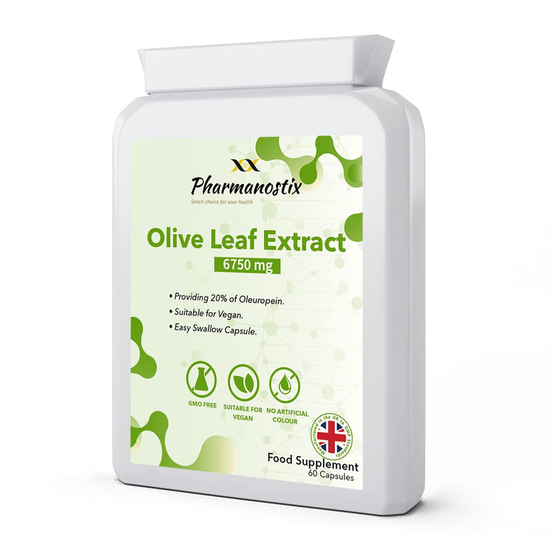 Olive Leaf Extract Supplement - 6750mg 60 Capsules with 20 per Cent Oleuropein – High Strength Easy Swallow Capsules - UK Manufactured to GMP Standards - NewNest Australia