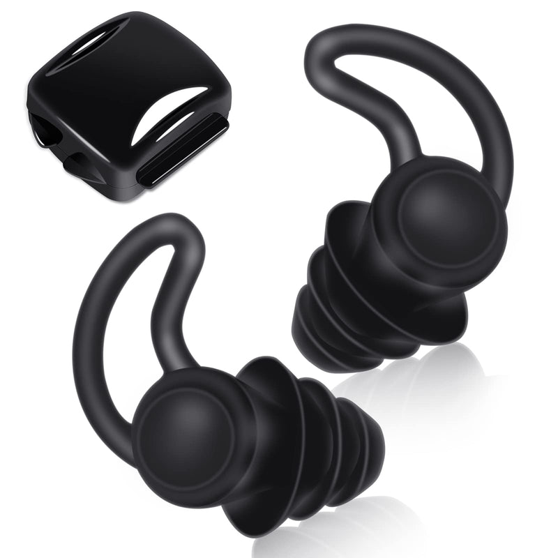 ACWOO Earplugs for Sleep, 2 Pieces Soft Silicone Ear Plugs, Noise Reduction Ear Plugs with Storage Container Box, Noise Cancelling Reusable Hearing Protection for Sleeping Snoring Working Traveling Black - NewNest Australia