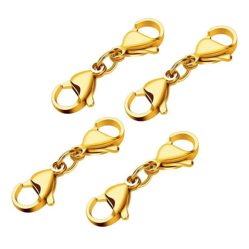ASTER 4 Pieces Double Lobster Clasps Gold Mini Bracelet Clasps Replacement Lanyard Snap Hook,Metal Lobster Clasps Extender for DIY Jewelry Making Bracelet Crafts Gold 4pcs - NewNest Australia