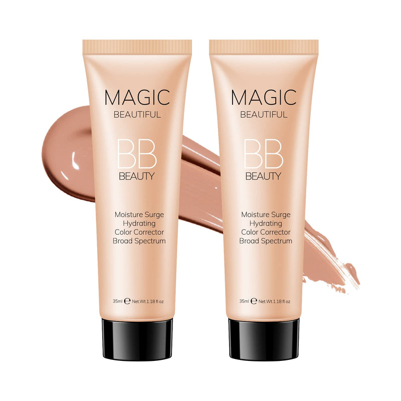 KYDA 2 Pcs Face BB Cream, Moisturizing Foundation Concealer Cream for Natural Nude Makeup Base, Full Coverage Liquid Foundation, Color Correcting Cream-Dark C - NewNest Australia