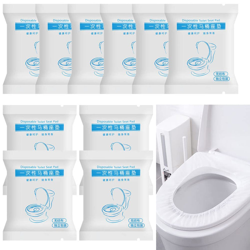 Disposable Premium Elastic Band Toilet Seat Cover, Portable Waterproof Universal Fit Toilet Mat Independent Packing for Travel, Public Toilets and House Guests Use (10 Packs) - NewNest Australia