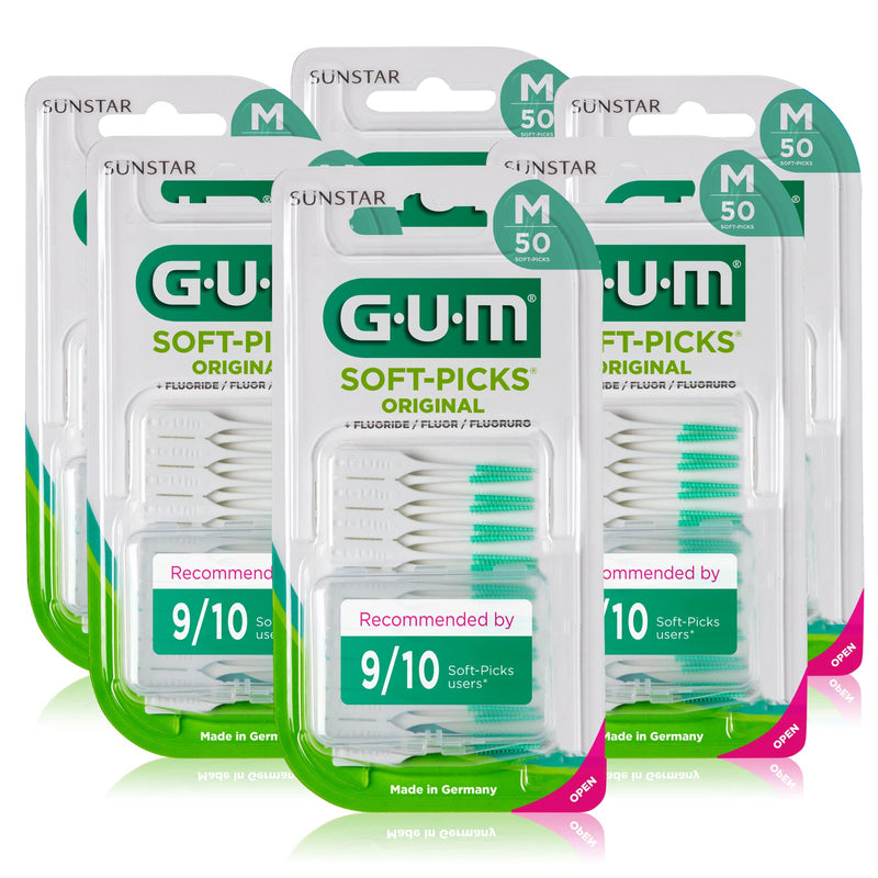 GUM Soft-Picks Original M Interdental Cleaner / Easy and Gentle Cleaning of Interdental Spaces / Pleasant Application Feeling / Thorough Plaque Removal (Pack of 6) 300.0 - NewNest Australia
