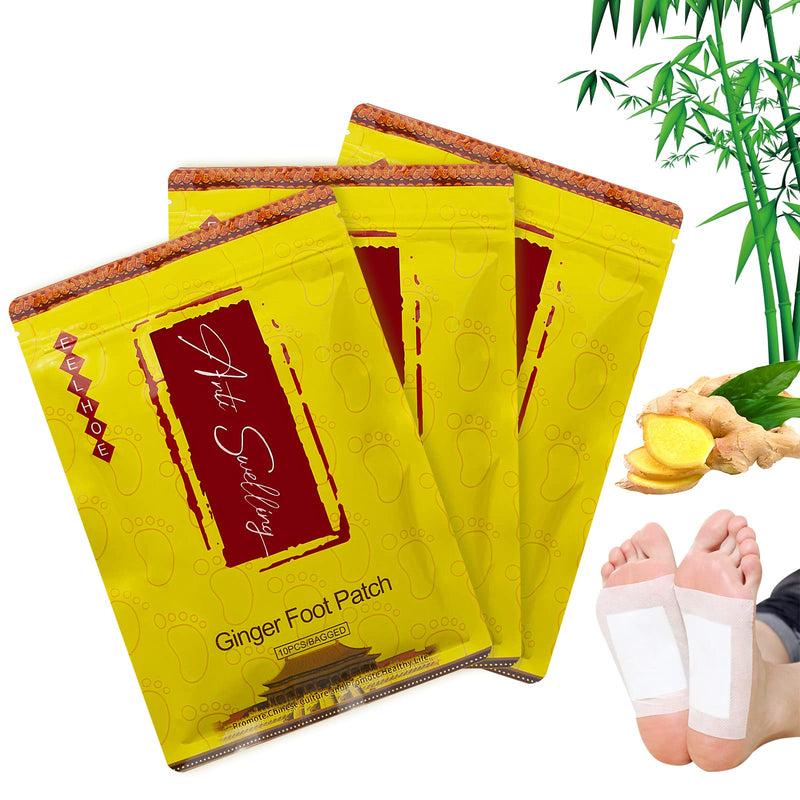 30Pcs Detox Foot Pads to Remove Toxins, Ginger Detox Foot Pads - Anti Swelling Ginger Detoxing Patch, Detox Foot Patches, Cleansing Detox Foot Pads for Foot Care Relieve Stress Improve Sleep 30pcs - NewNest Australia