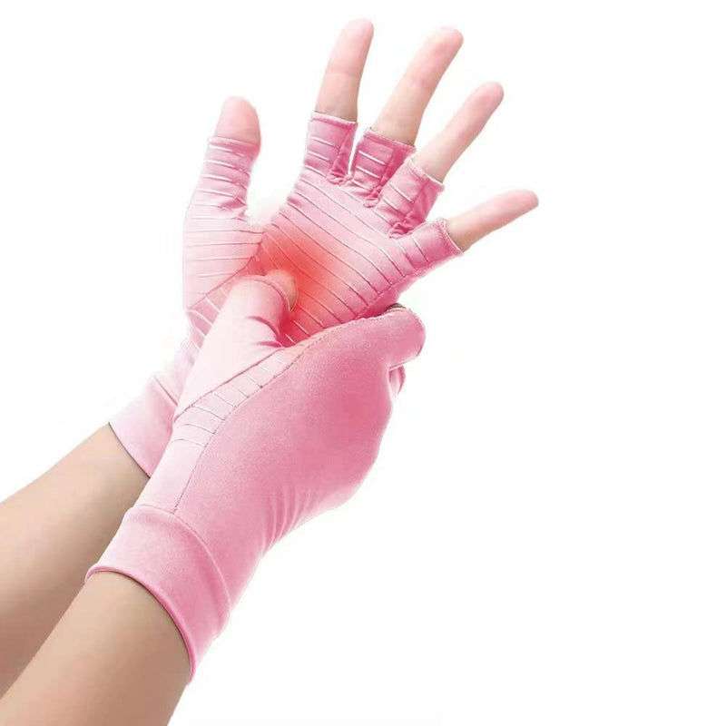 Copper Compression Arthritis Gloves, Best Copper Infused Glove for Women and Men, Fingerless Arthritis Gloves, Pain Relief and Healing for Arthritis, Carpal Tunnel, 1 Pair (S, Pink) S - NewNest Australia