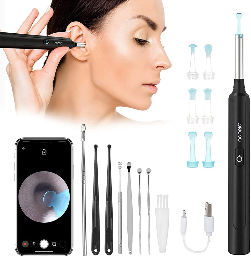 Ear Wax Removal, ADORIC Ear Camera Ear Wax Remover Tool with 1296P HD Ear Cleaner Camera, 6 Low-Temp LED Lights, Otoscope Earwax Removal kit Compatible with iPhone and Android for Kids, Adults, Pets - NewNest Australia