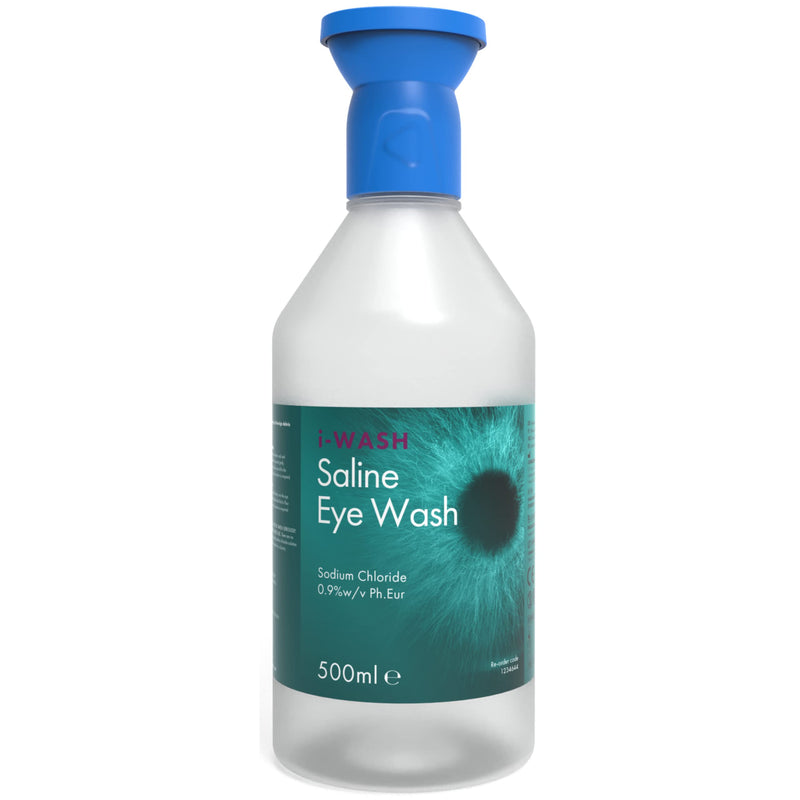 I-Wash Bottle with Eye Bath - The Premium Eye Wash for Most Minor Eye Irritations, Sterile Saline Solution 0.9% PH EUR, 500 ml with Attached Eye Bath (Pack of 1 Bottle) Pack of 1 Bottle - NewNest Australia