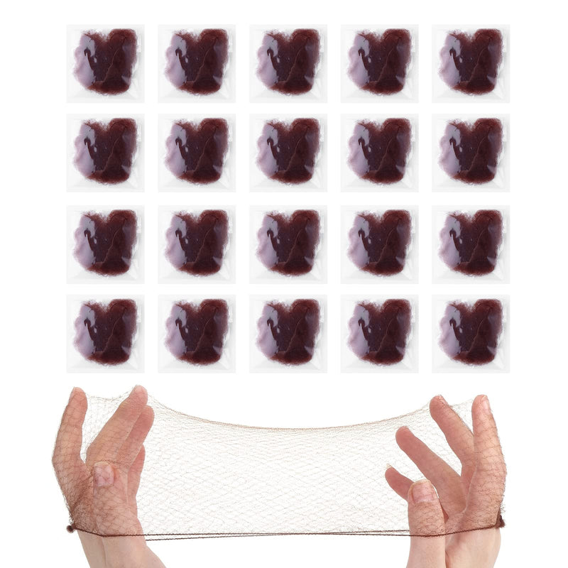 Prasacco Bun Nets,20 Pcs Individual Package Invisible Hair Nets 20 Inch Reusable Nylon Hair Nets for Buns Invisible Elastic Edge Mesh for Ballet Bun Sleeping Women Wig Brown - NewNest Australia