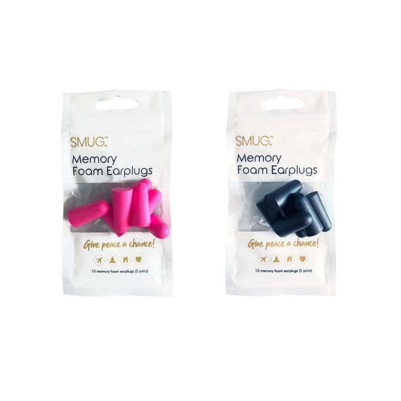 SMUG Foam Ear Plugs | 20 PC Soft Foam Earplugs | Ear Plugs for Sleep, Block Out Snoring, Travel, Loud Noise | Comfortable Noise Cancelling Ear Plugs | Custom Fit Earplugs (Black & Pink) Pink & Black - NewNest Australia