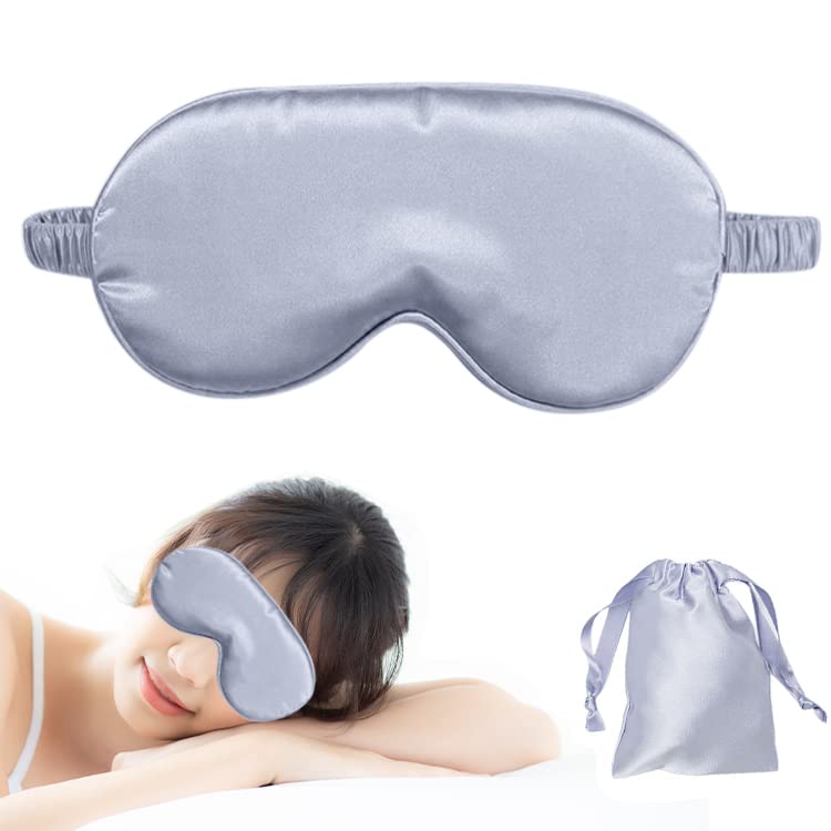 ALLY-MAGIC Silk Sleep Mask for Women Men Adjustable Eye Mask for Sleeping with Elastic Strap Both Sides Blackout with Cloth Bag for Travel Yoga Nap Meditation Y4-SMZGYZ(Blue) Blue - NewNest Australia