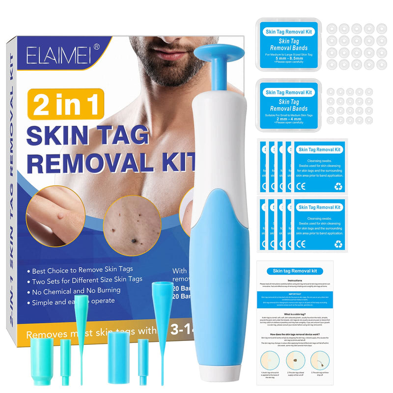 Auto Skin Tag Removal, 2in1 Painless Skin Tag Remover Pen Kit Tool for 2-8mm Skin Tags, Safe and Painless, Easy to Use, for All Body Parts, with 40 Micro Bands, 10 Cleansing Wipes - NewNest Australia