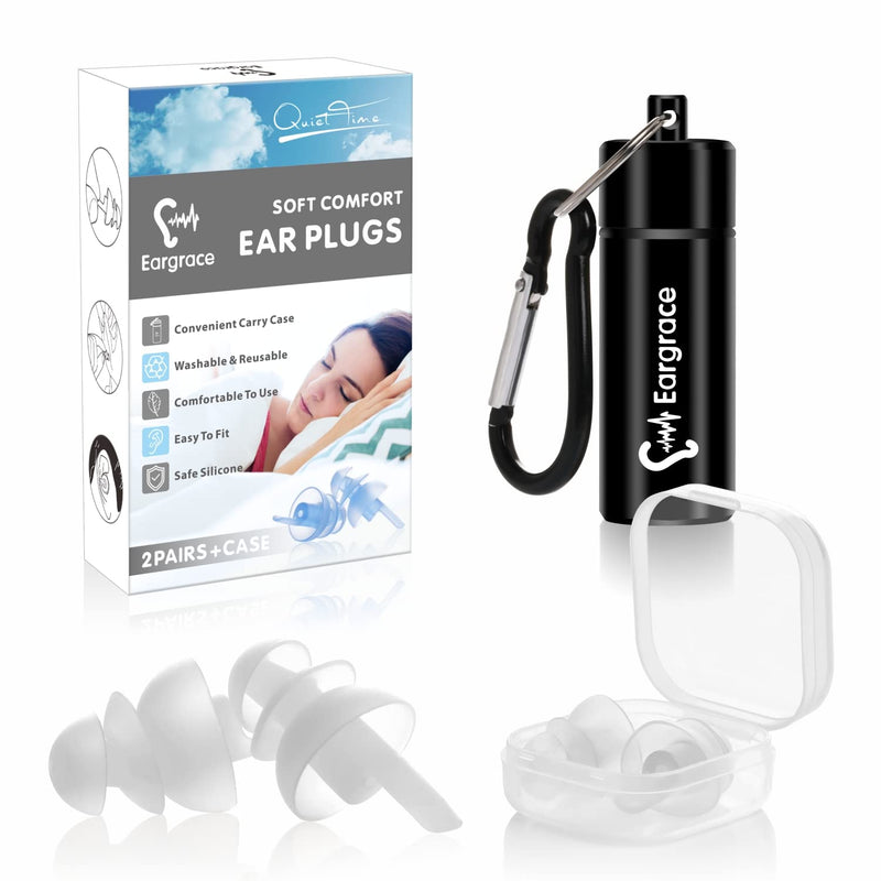 Ear Plugs for Sleeping 2 Pairs - SNR 32dB Noise Reduction Earplugs with Detachable Cords, Reusable Soft Silicone Ear Plugs for Sleeping, Snoring, Travel, Studying, Work(White) White - NewNest Australia