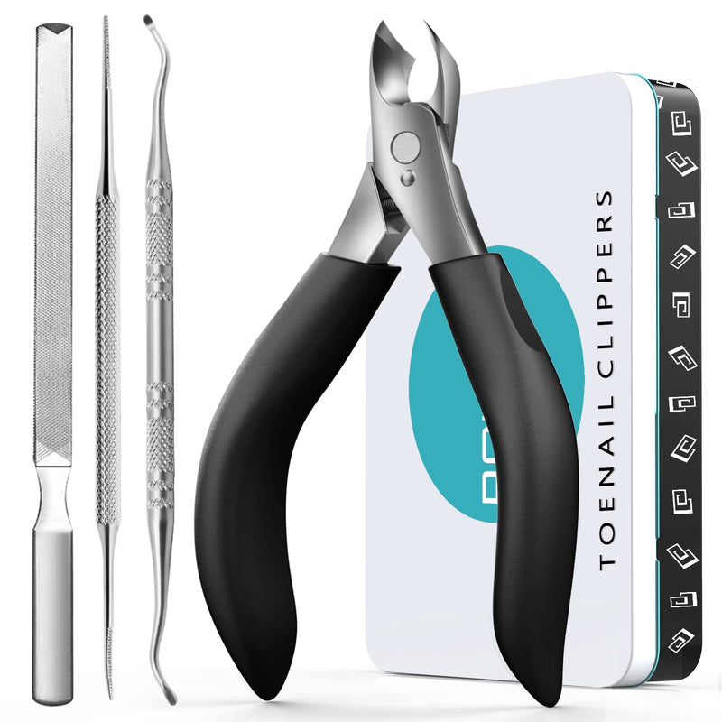 Toenail Clippers for Thick Nails - Nail Clippers Set for Men.Heavy Duty Professional Thick & Ingrown Toe Nail Clipper, Large Toenail Scissors for Elderly/Mens/Women,Long Handle Safety RONAVO(Black) Thick Nails KIT(Black) - NewNest Australia
