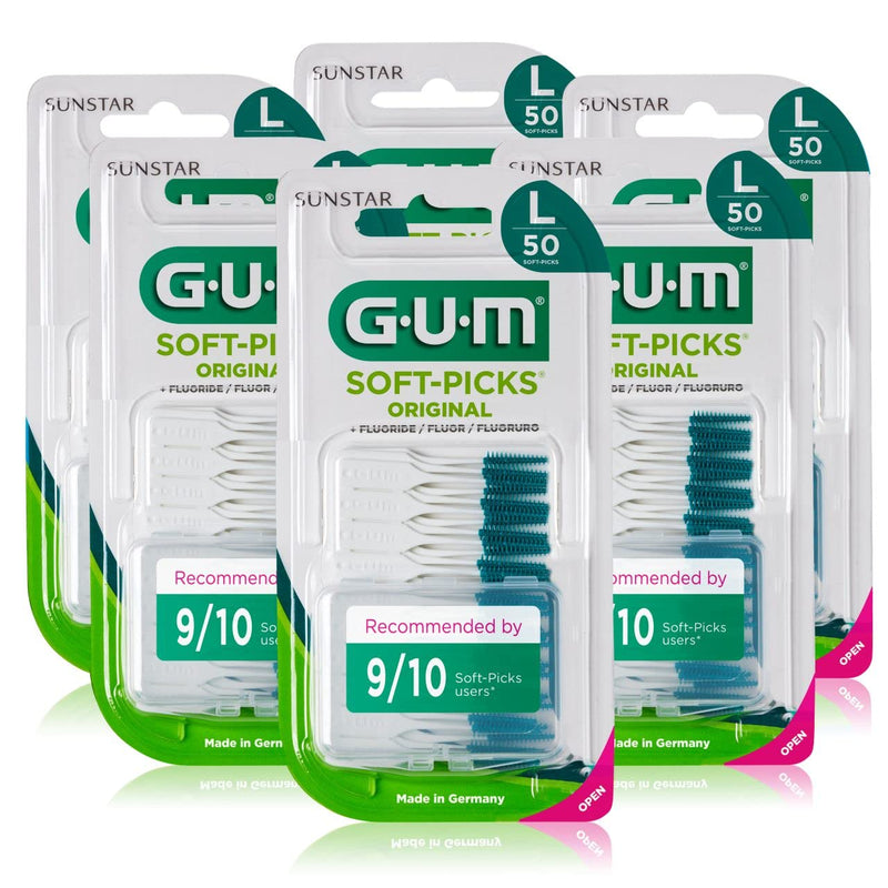 GUM Soft-Picks Original L Interdental Cleaner / Easy and Gentle Cleaning of Interdental Spaces / Pleasant Application Feeling / Thorough Plaque Removal (Pack of 6) 300.0 - NewNest Australia