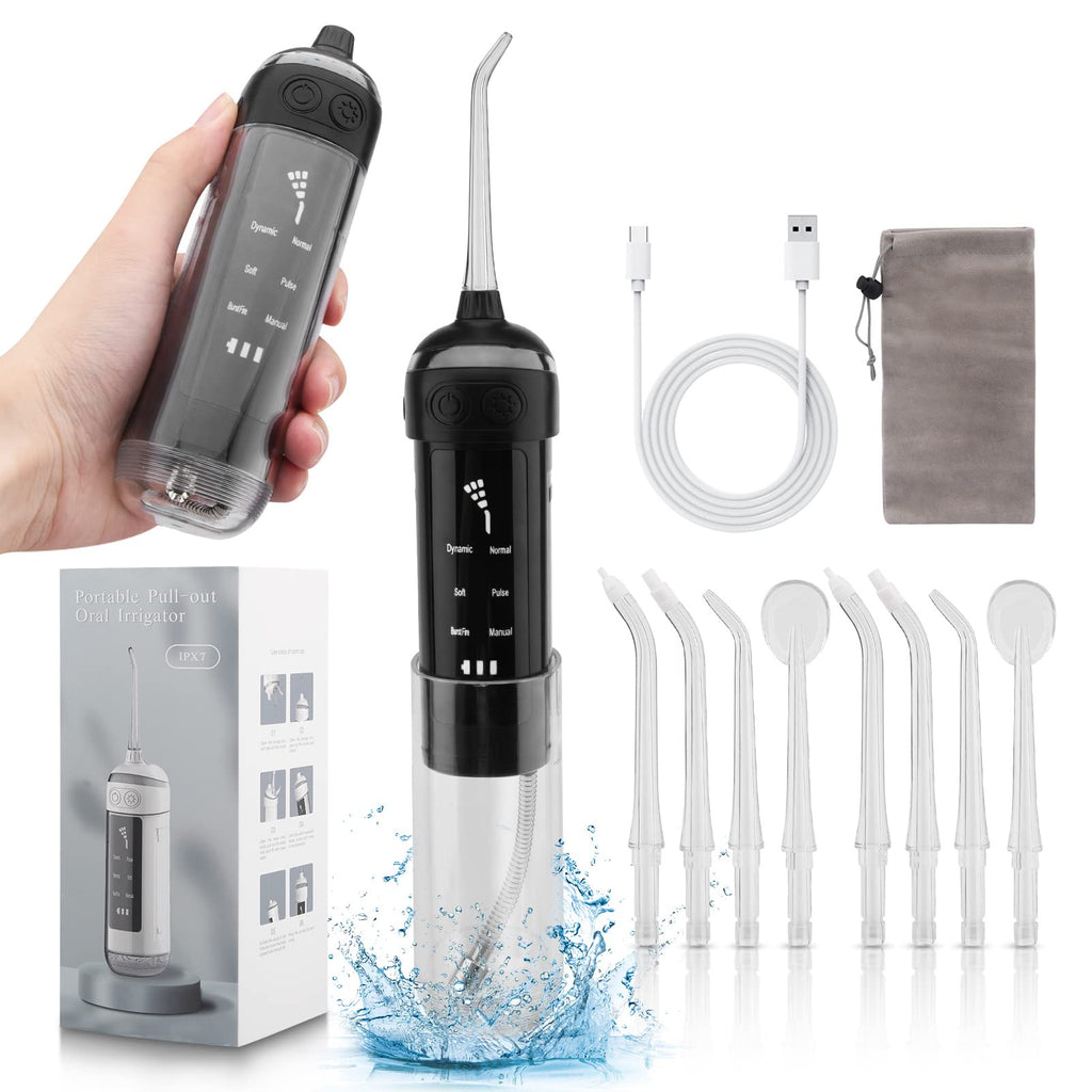 Water Flosser for Teeth, HINMAY Portable Water Teeth Pick Cleaner with 6 Modes 8 Jets for Teeth, Braces Bridges Care, Teeth Flosser Mini Cordless Portable for Home Travel - NewNest Australia