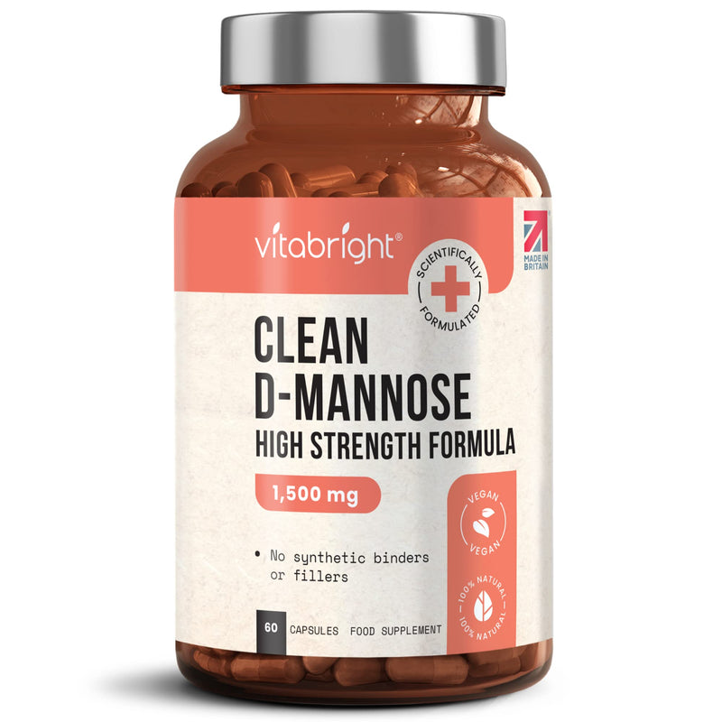 D-Mannose Capsules - 1500mg High Strength - 60 Capsules (20 Day Supply) - Contributes to Healthy Urinary Tract and Bladder - Clean Natural Ingredients - Vegan - Made in UK by VitaBright 60 Count (Pack of 1) - NewNest Australia
