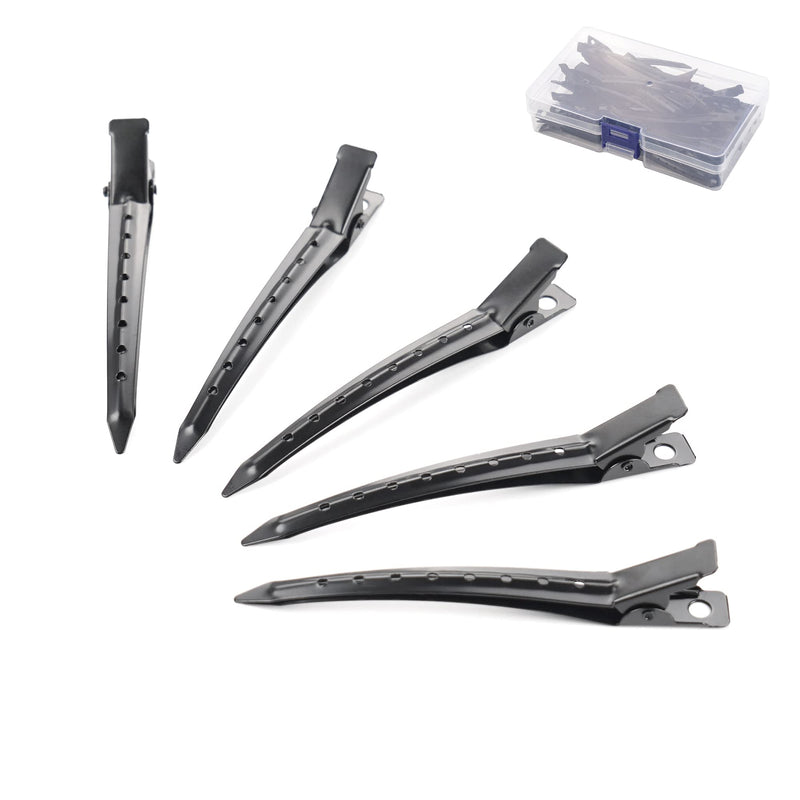 JOYOYO 40 Pcs Duck Billed Hair Clips Hair Styling Clips Metal Crocodile Clips Pin Curl Clips with Holes, Professional Hair Sectioning Clips for Barbershop Women Girls 3.5 Inch Black - NewNest Australia