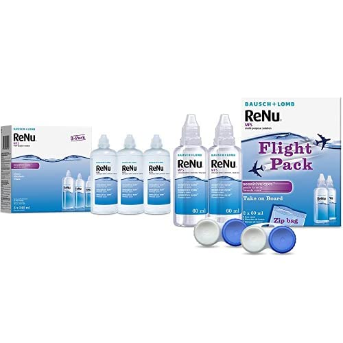 ReNu Bundle, Multi-Purpose Contact Lens Solution, 3X 240ml, and Flight Pack, 2X 60ml, for Soft Contact Lenses for Comfortable Wear, Clean, Disinfect, Rinse, Lubricate and Store Your Lenses - NewNest Australia