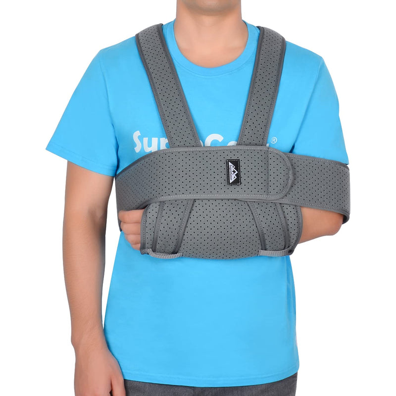 supregear Arm Sling Shoulder Immobilizer, Adjustable Comfortable Shoulder Arm Immobilizer Sling Swathe Breathable Shoulder Support Brace for Injured Arm/Hand/Elbow (Dark Grey) Dark Grey - NewNest Australia