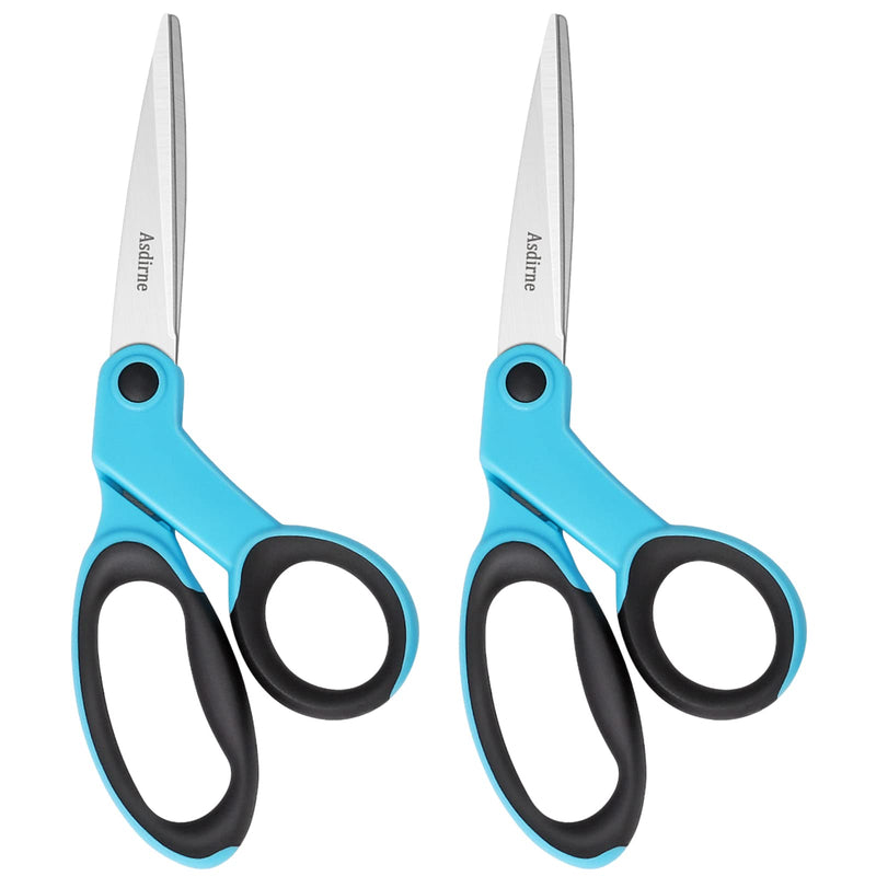 Asdirne Fabric Scissors, Sewing Scissors with Sharp Stainless Steel Blade and Soft Handles, Great for Sewing, Craft, Office and School, 23cm, 2 Pcs, Blue/Black Fabric Scissors*2 - NewNest Australia