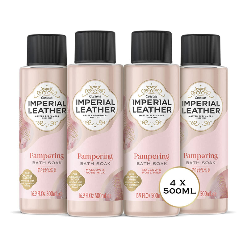 Imperial Leather Pampering Bath Soak - Rich & Creamy Bubble Bath with Mallow & Rose Milk Fragrance - Gentle Skin Care Bulk Buy (4 X 500ml), White Mallow and Rose Milk - NewNest Australia