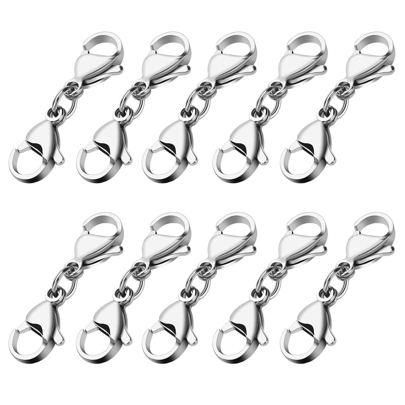 Grevosea 4 Pieces Double Lobster Clasp Extender, Stainless Steel Lobster Claw Clasps Double Claw Connector Bracelet Necklace Extender for DIY Jewelry Making Women and Girls Gifts(Silver) - NewNest Australia