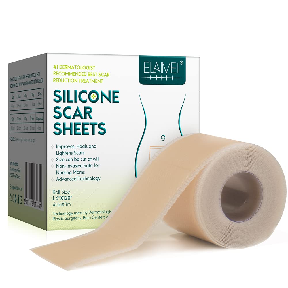 SHEEYOON Silicone Scar Sheets, Silicon Scar Tape Roll，Medical Grade Silicone Scar Removal Sheets, Soften Flatten Fade Scars from Surgery, C-Section, Keloid, Burn, Injury 1.6X120 Inch - NewNest Australia