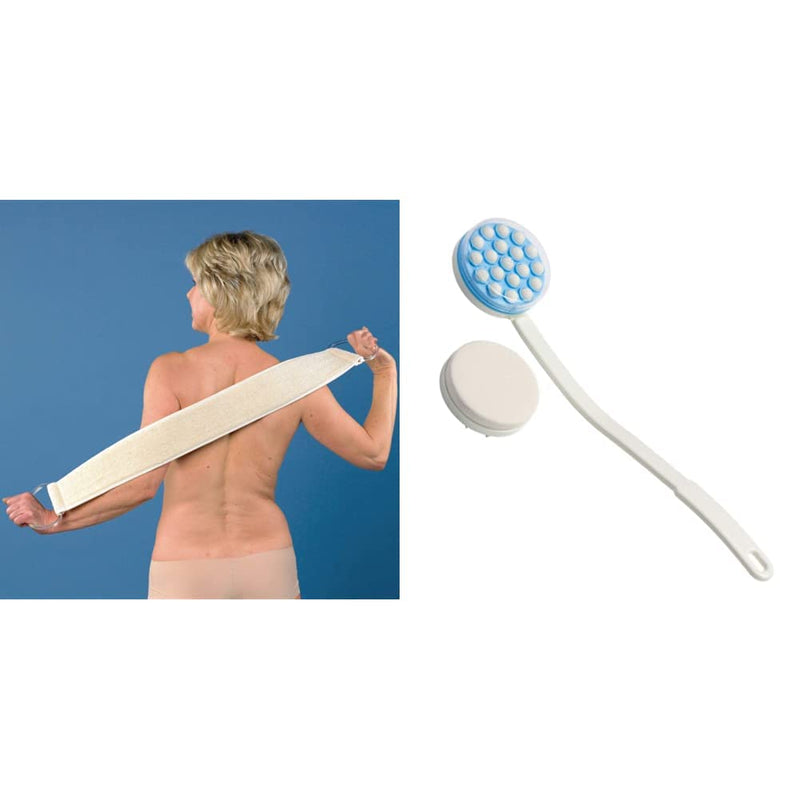 Homecraft Double Sided Cotton Flannel Strap with Easy Grip D rings for Whole Body & Sammons Preston Lotion Applicator with Massage Head, Long Handle and Foam Massaging for Back + Lotion Applicator - NewNest Australia