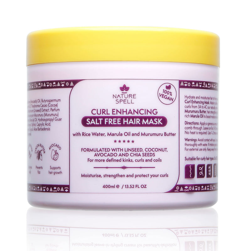 Curl Enhancing Hair Mask for Curly Hair by Nature Spell 400ml – Infused with Rice Water & Linseed, For All Curl Types, Sulphate Free Hair Mask, 100% Vegan, Made in the UK, white - NewNest Australia