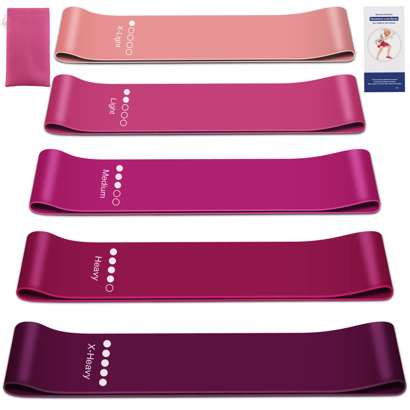 You vs You Resistance Bands with Storage Bag & Instruction, Strong Loop Fitness Band for Home Gym Exercise Workouts Yoga, Tone & Strength Men & Women, Colour Coded Resistance, Sweat Proof PINK - NewNest Australia