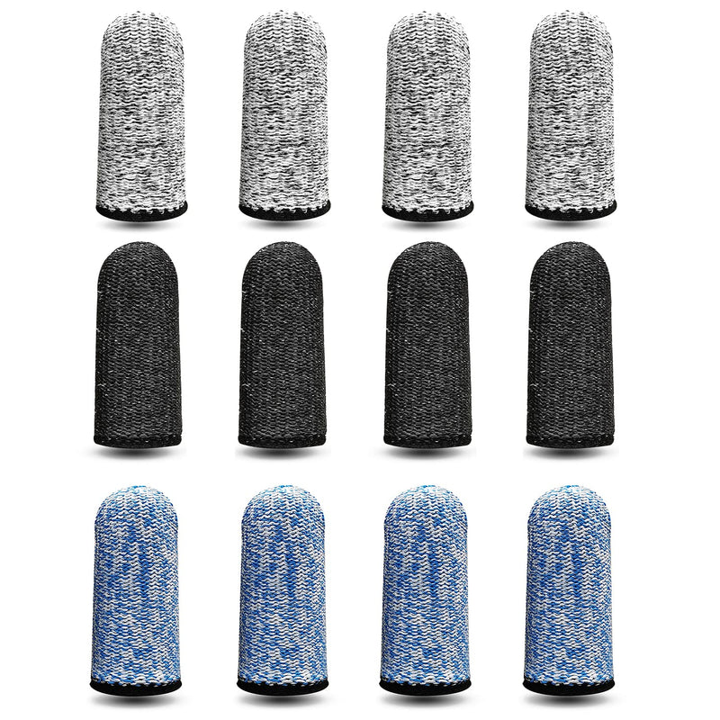 12 Pieces Finger Cots, Reusable Thumb Protector Non Slip Finger Protectors Breathable Finger Cots Cut Resistant Protection for Work, Kitchen, Garden, Sculpture (Blue, Black and Grey)… Blue, Black, Grey - NewNest Australia