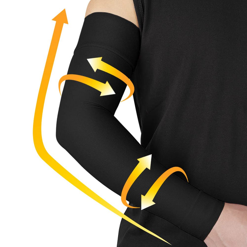 Medical Compression Arm Sleeve for Men & Women by Beister（Single）, 20-30 mmHg Graduated Compression Full Arm Support with Silicone Band for Lymphedema, Varicose Veins, Swelling, Arm Injury, Sports Black Large - NewNest Australia