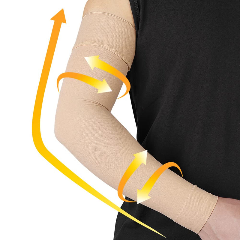 Medical Compression Arm Sleeve for Men & Women by Beister（Single）, 20-30 mmHg Graduated Compression Full Arm Support with Silicone Band for Lymphedema, Varicose Veins, Swelling, Arm Injury, Sports Beige X-Large - NewNest Australia