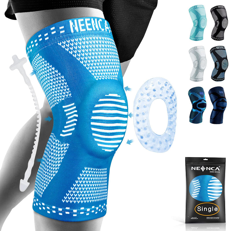 NEENCA Knee Brace,Knee Compression Sleeve Support with Patella Gel Pad & Side Spring Stabilizers,Medical Grade Knee Protector for Running,Meniscus Tear,Arthritis,Joint Pain Relief,ACL,Injury Recovery L F Gem Blue - NewNest Australia