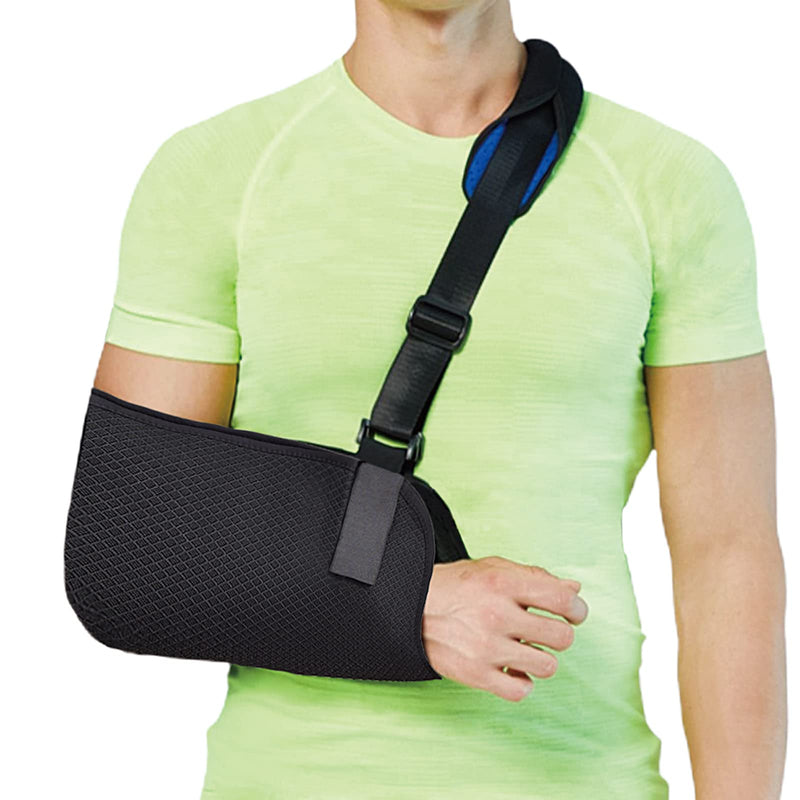 Fasola Universal Arm Sling, Shoulder Immobilizer with a Foam Neck Pad for Women, Men, Teenager, Adjustable Arm Support Strap for Broken Wrist, Elbow, Arm, Dislocated Shoulder - XL Black - NewNest Australia