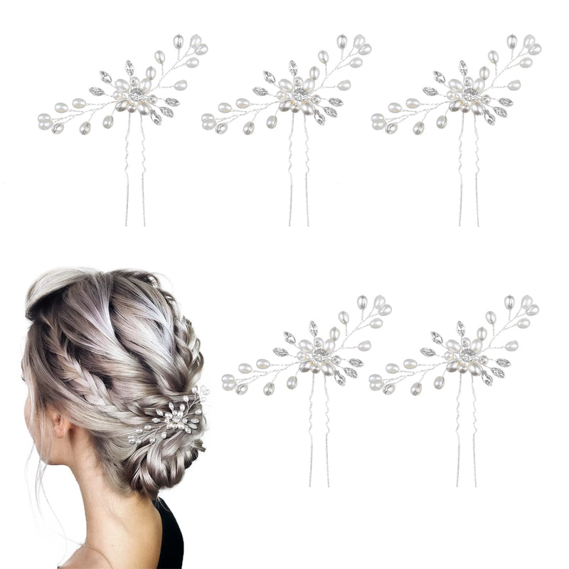 TSHAOUN 5 Pcs Bridal Hair Pins, Fashion Retro Elegant Ladies Pearl Hair Accessories for Wedding, Wedding Bridal Jewelry Bridal Hair Accessories Headpiece Wedding Accessories for Brides Women (5Pcs) 5Pcs - NewNest Australia