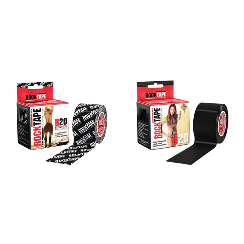 RockTape Unisex's 2" H2O Black Logo Tape, Small, Uncut Roll-5cm Wide & Kinesiology Tape Athletes, Extra Sticky + Water Resistant, Reduce Pain & Injury Recovery, 5cm x 5m, Uncut, H2O Black,6.09465E+11 - NewNest Australia