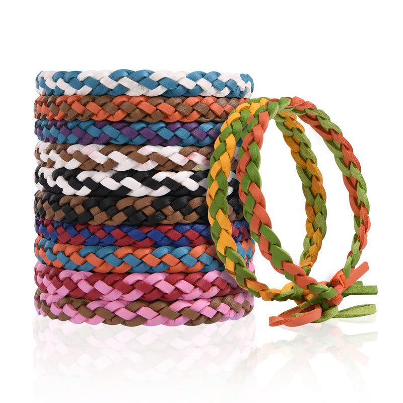 OSDUE 12 Pack Mosquito Repellent Bracelet, Waterproof Anti-Mosquito Wristbands, Adjustable Leather & EVA, DEET-Free Natural Wristbands for Adults, Kids & Babies, 300 Hour Insect Repellent Protection Multicolor (Leather) - NewNest Australia