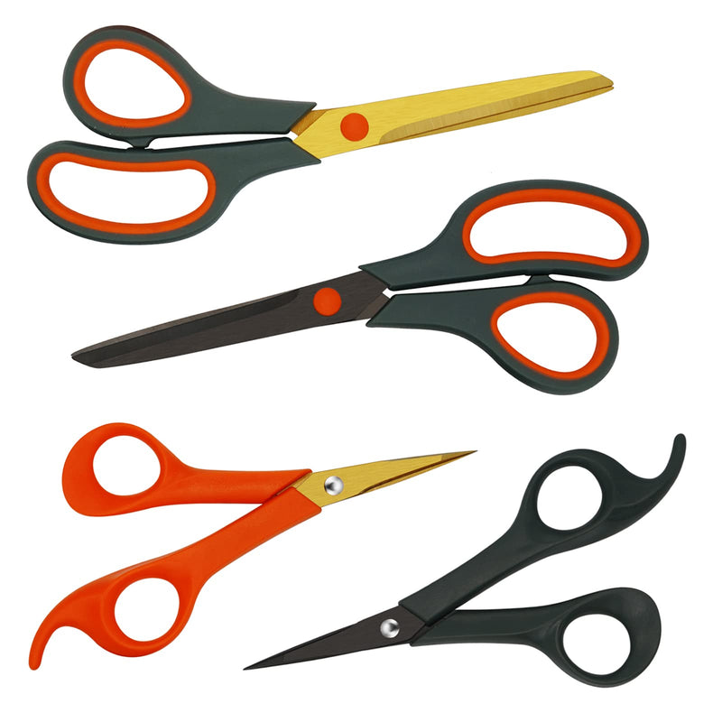 CCR Multipurpose Scissors with Ultra Sharp Blades, Comfort-Grip Handles, 7"Tip Titanium Scissors, 8.3" Craft Scissors for Home Work School Office Supplies and Sewing，Set 4. - NewNest Australia