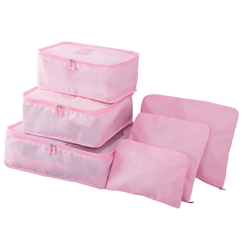 GUIFIER 6 Pack Packing Cubes Laundry Pouch, Travel Luggage Packing Organisers Bags, Luggage Storage Organiser, Travel Organizer Storage Bags, Travel Cubes Compression for Suitcases Backpack (Pink) Pink - NewNest Australia