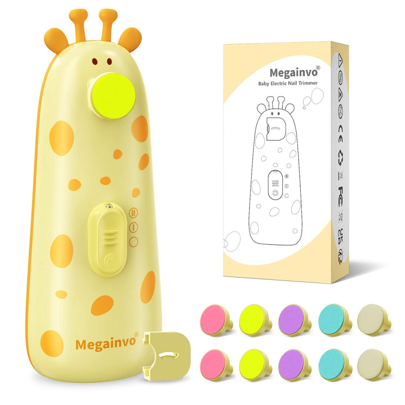 Baby Nail Trimmer Electric,Megainvo 13 in 1 Safe Baby Nail File with 10 Grinding Heads, Whisper Quiet, LED Light Baby Nails Clippers Electric for Baby Newborn Toddler Fingers&Toenails Kits, Orange - NewNest Australia