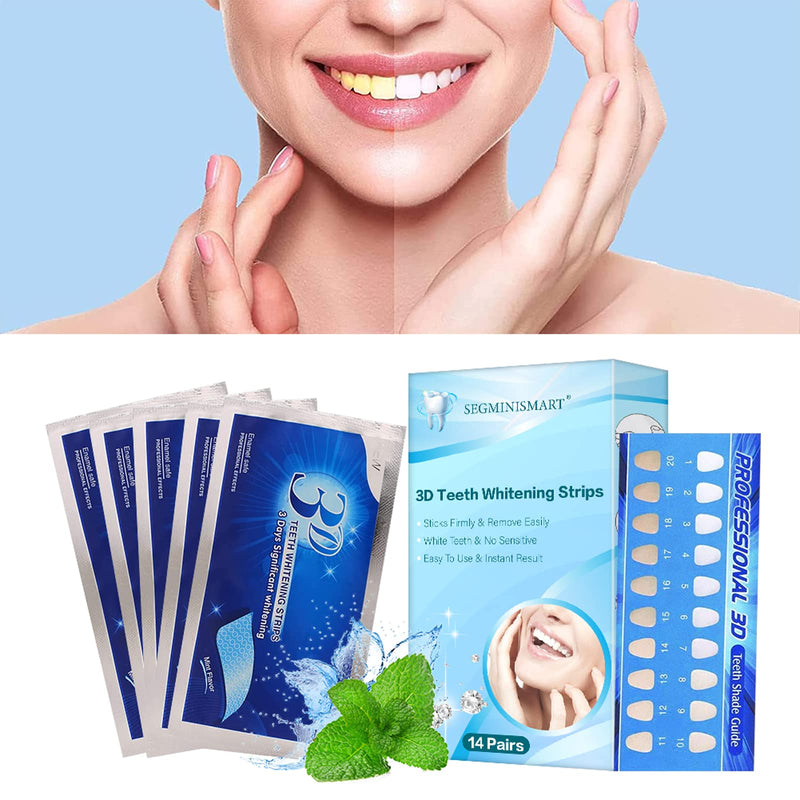 Teeth Whitening Strips, Teeth Bleaching, Teeth Whitening Kit, Teeth Whitening Natural Healthy Teeth Refresh Breath Tooth whitening kit for for Improve Coffee, Tea Stains and Refresh Breath, 14 Pairs - NewNest Australia