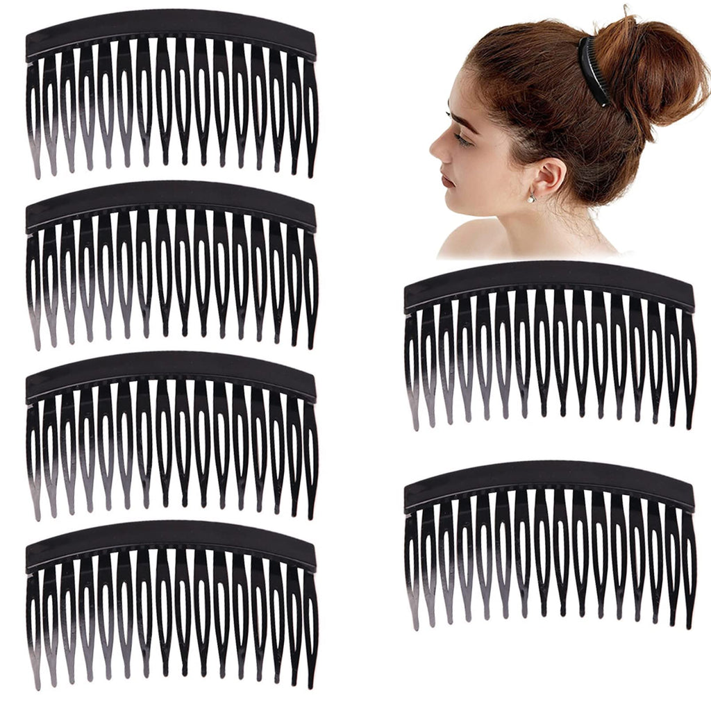 Plastic Hair Combs Slides, 6PCS French Twist Comb Strong Hold Hair Clips with Teeth, Hair Combs Slides Set for Women Ladies, Girls for Thick and Fine Hair(Black) - NewNest Australia