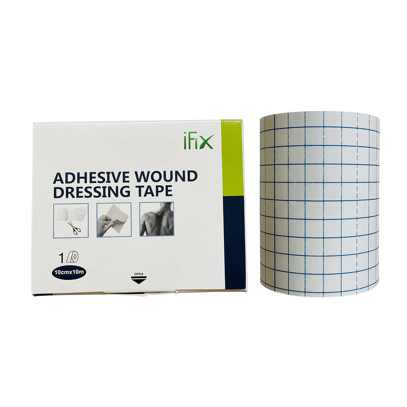 iFix Adhesive Wound Dressing Tape-Surgical Tape, 1 Roll-10 cm x10 Meters in Sturdy Box - Latex-Free Hypoallergenic Fabric Medical Tape - Soft & Breathable First Aid Dressing Tape for Sensitive Skin. - NewNest Australia