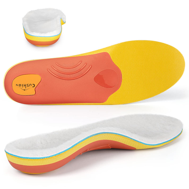 PCSsole Winter Wool Arch Support Orthopedic Insoles Warm Flat Feet Insole for Work Shoes, Shoe Inserts for Flat Feet, Plantar Fasciitis, Heel Spurs for Men and Women Men(9.5-10)290mm - NewNest Australia