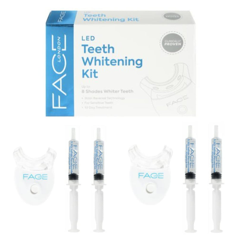 Face London - Teeth Whitening Kit - Pack of 2 - LED Light Tooth Whitening Kit - Teeth Whitening Gel - Teeth Whitener Teeth Bleaching kit - Teeth Whitener Gels for White Teeth - NewNest Australia